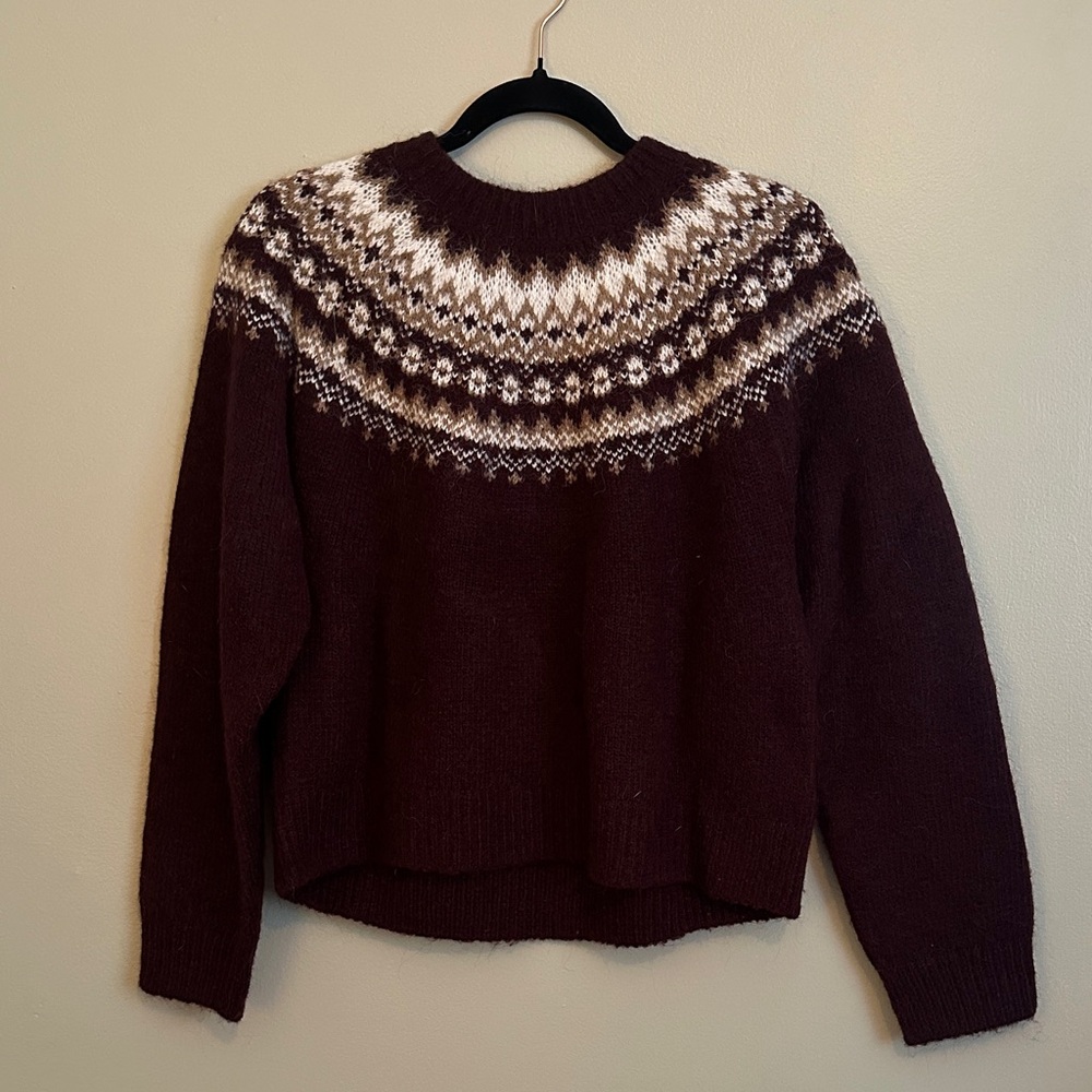 Uniqlo Fair-isle Burgundy Sweater